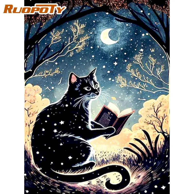 

RUOPOTY Painting By Numbers Illustration Cats Diy Ideas For Adults Paint With Numbers Frame Modern Acrylic Acrylic On Canvas Gif