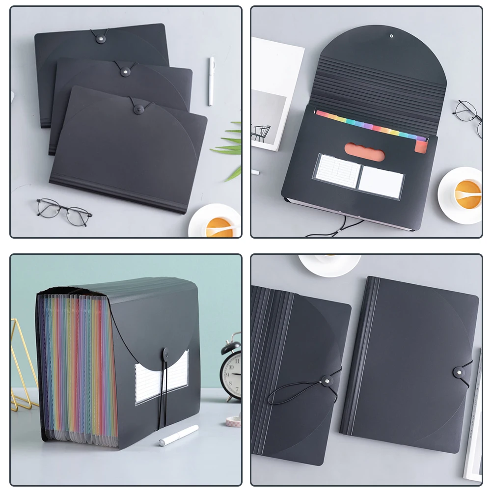 

Documents Bag Rainbow Organ Storage Accordion Folder Manager Portable File Organizer Black