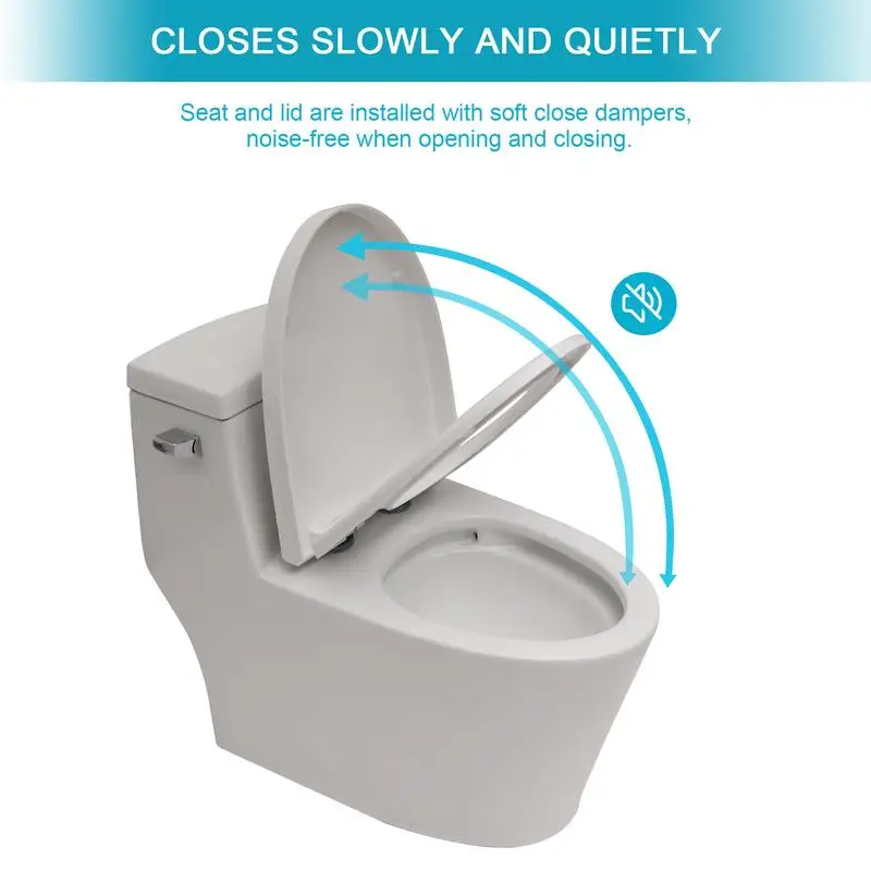 Ceramic One-Piece Toilet, Single Flush, Soft-Close Seat, Compact Design for Small Bathrooms