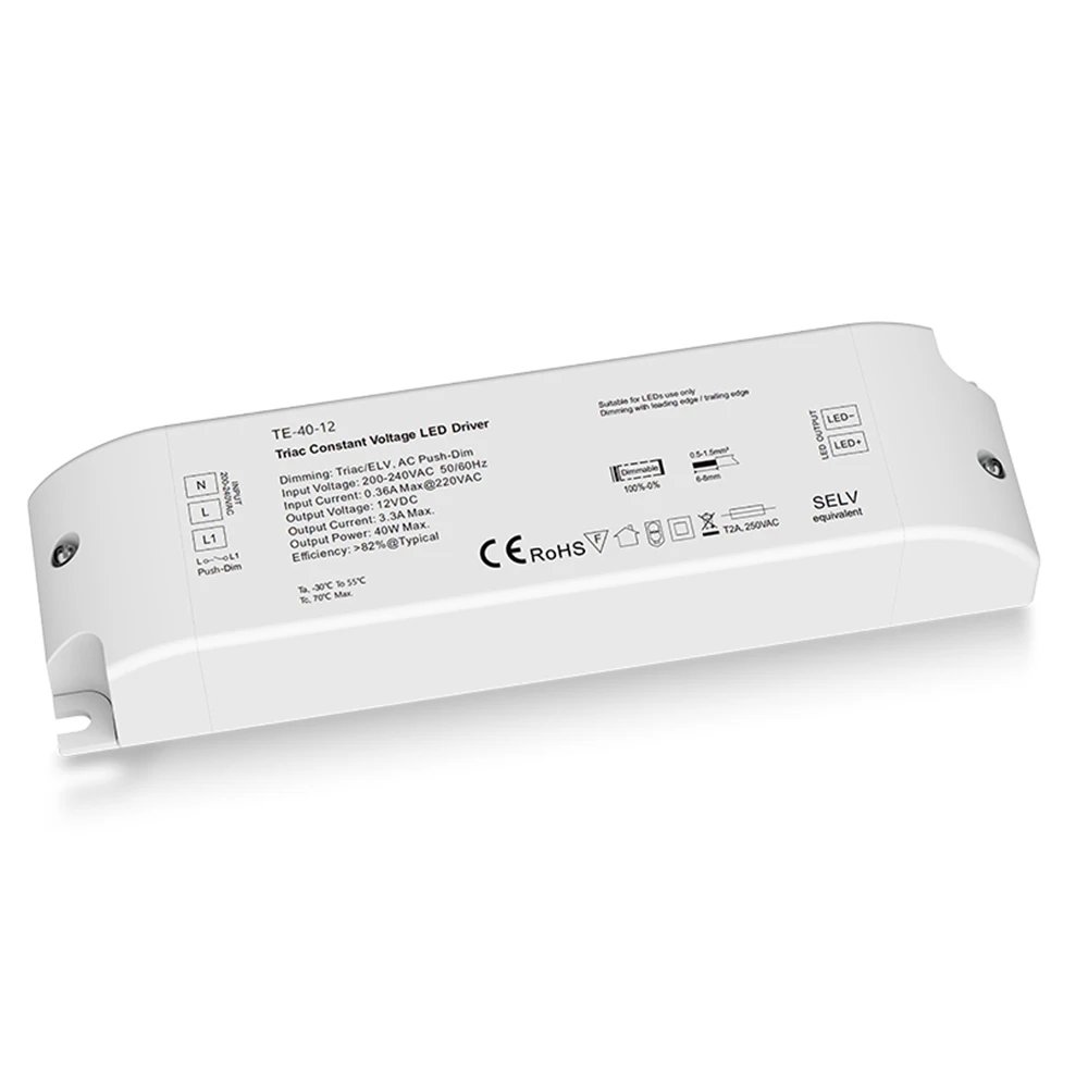 Skydance 40W 75W 150W Triac Dimming Constant Voltage LED Driver Push Switch DC12V 24V Dimmable Power Supply Phase-cutting Dimmer