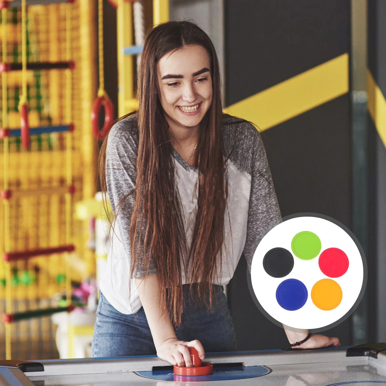 

5Pcs Air Hockey Table Accessories Mini Hockey Pucks Plastic Smooth Sliding Replacement Pieces Indoor Game Supplies