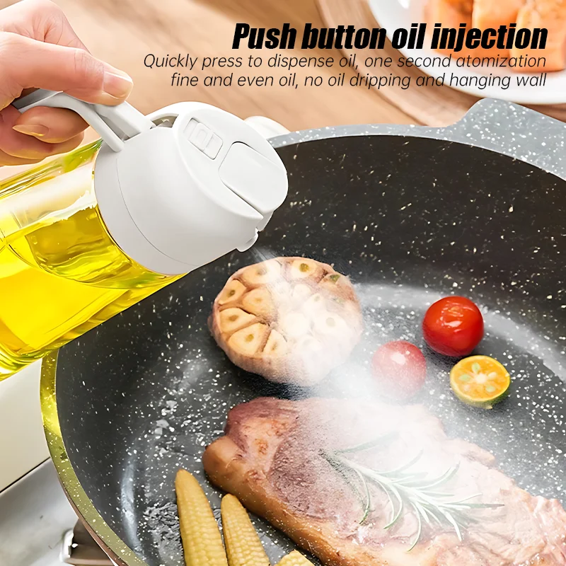 New 500ml 2 in 1 Spray Oil Sprayer Oil Dispenser Oil Jar for BBQ Kitchen Baking Air Frying Pan Oven Roasting Picnic Kitchen Tool