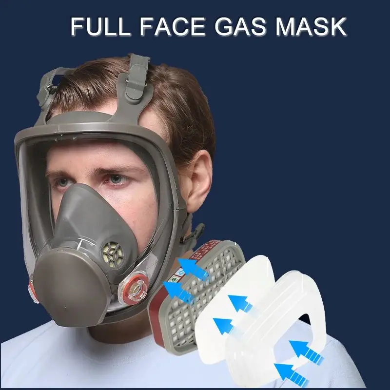 6800 High Quality Anti-Fog Full Face Gas Respirator With Dual Filtering Cartridge Dust Mask Face Painting Work Safety Protector