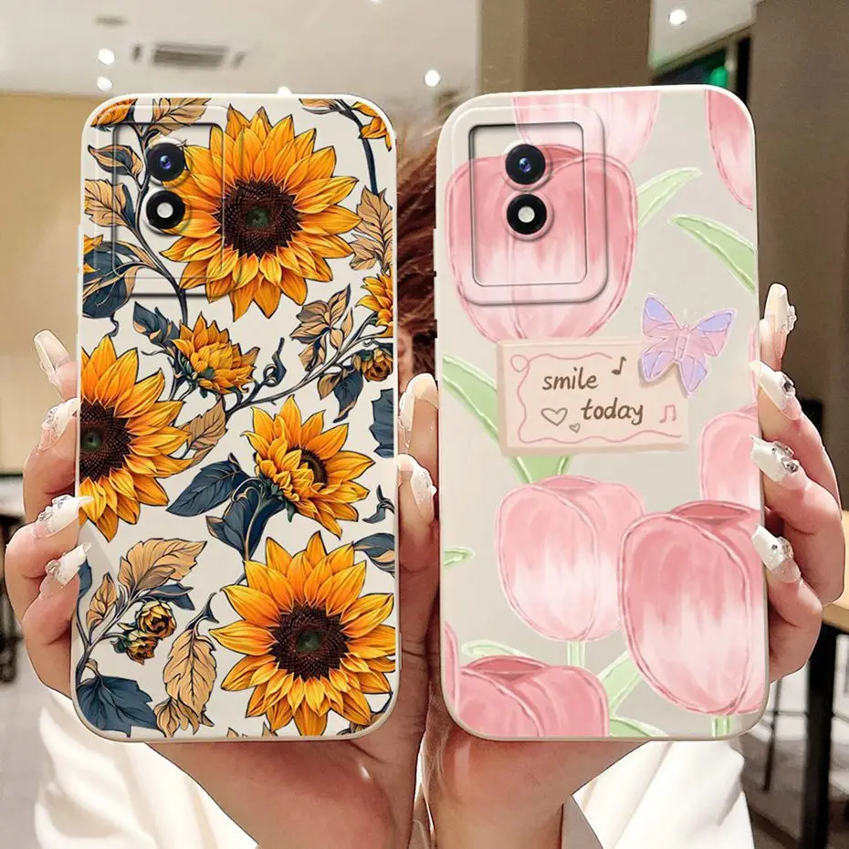 

For Vivo Y02 Y02A Y02T Y02S Lens Protective Phone Case For Vivo Y02 Y02A Y02t Y02s Lovely Pattern Soft Silicone Jelly Cases