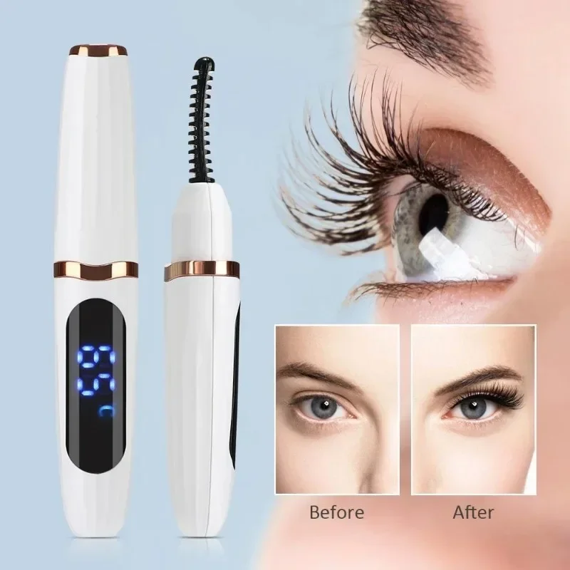 Heated Eyelash Curlers Electric Eyelash Curling Device Rechargeable Fast Heat up Natural Eyelash Curler Long Lasting Makeup Tool