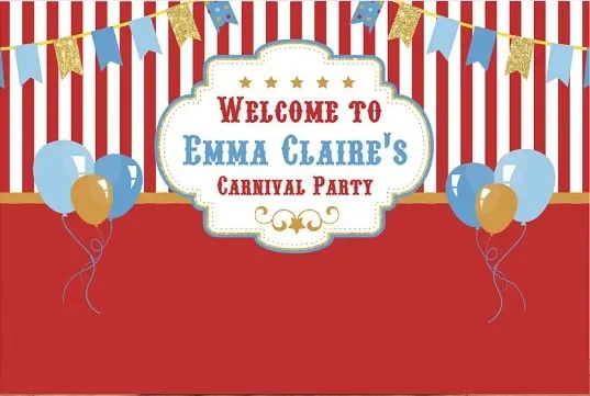 

custom circus striped first birthday carnival balloon flag backdrop High quality Computer print party backgrounds