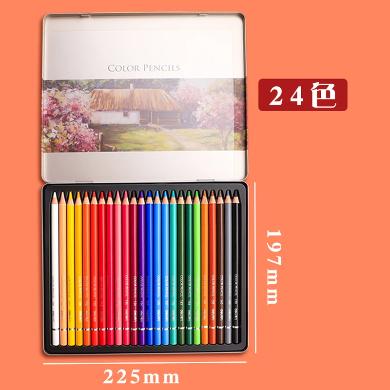 Deli 24/36/48/72 Kleuren Olie Kleurpotlood Hout Graffiti Ijzeren Doos Geavanceerde Gekleurde Lood schilderij Voor Schets School Art Supplies