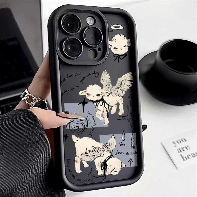 Angel Sheep Silicone Phone Case For Xiaomi Redmi Note 13 8 9 10 11 12 Pro 15 14C 13C 10C 11 Lite Case Poco X6 M6 F5 X5 Pro Cover