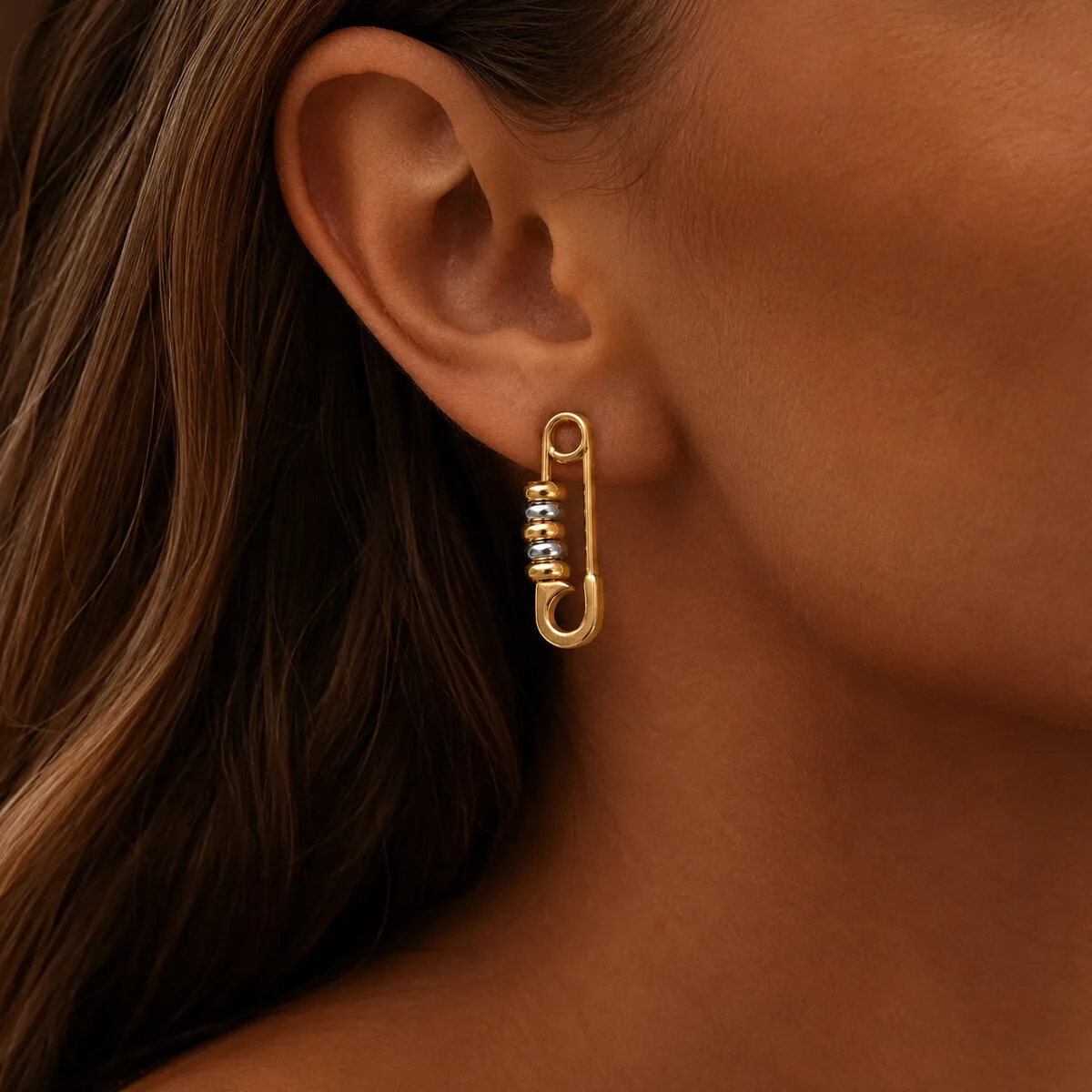 SHIXIN Classic Stainless Steel Hollow Paper Clip Geometric Stud Earrings Women Trendy 18K Gold Plated Waterproof Earring Jewelry