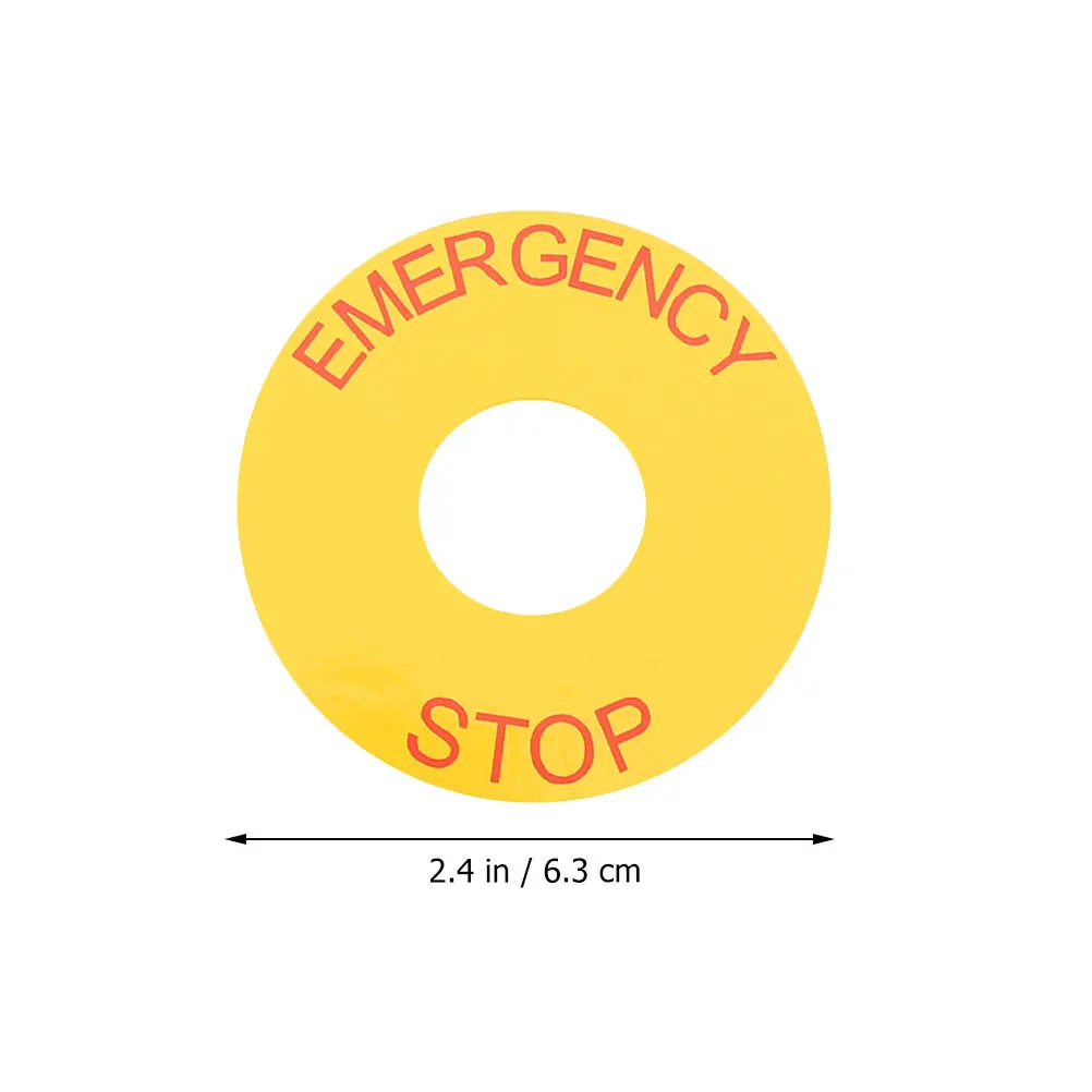 2Pcs Emergency Stop Sign Label Wear Resistant PVC for Machinery Equipment Safety Warning Sticker Decal Emergency Stop Sign