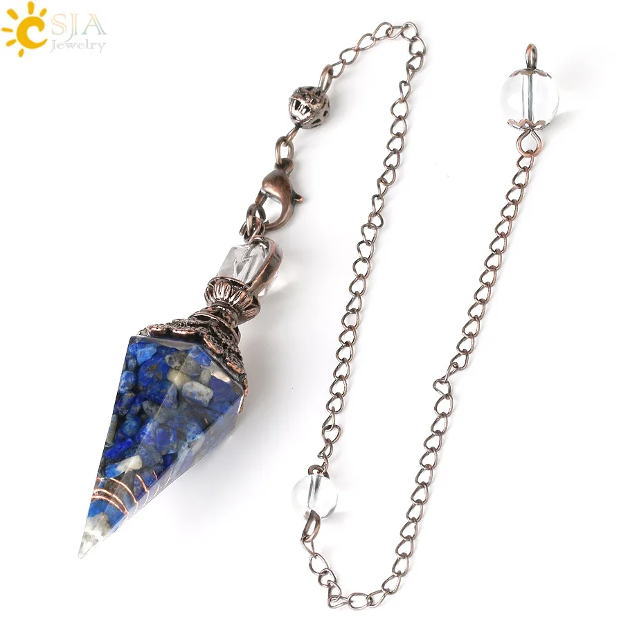 CSJA Healing Crystal Slinger voor Waarzeggerij Wichelroedelopen Roze Kwarts Slingers Natuurlijke Edelsteen Reiki Kristallen Hanger Pendulos E112