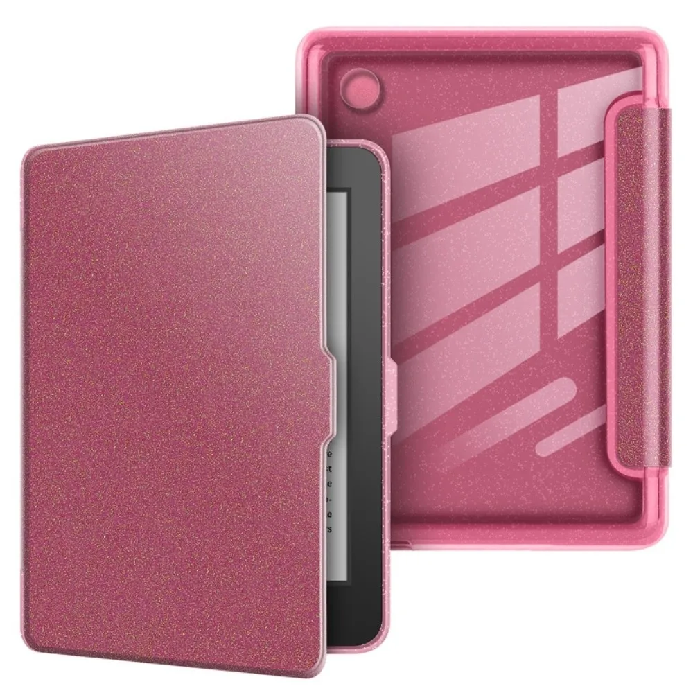6 inch Protective Case Auto Wake/Sleep Glitter Powder Acrylic Back Cover Wear Resistant Clear for KOBO Clara Color/2E/BW