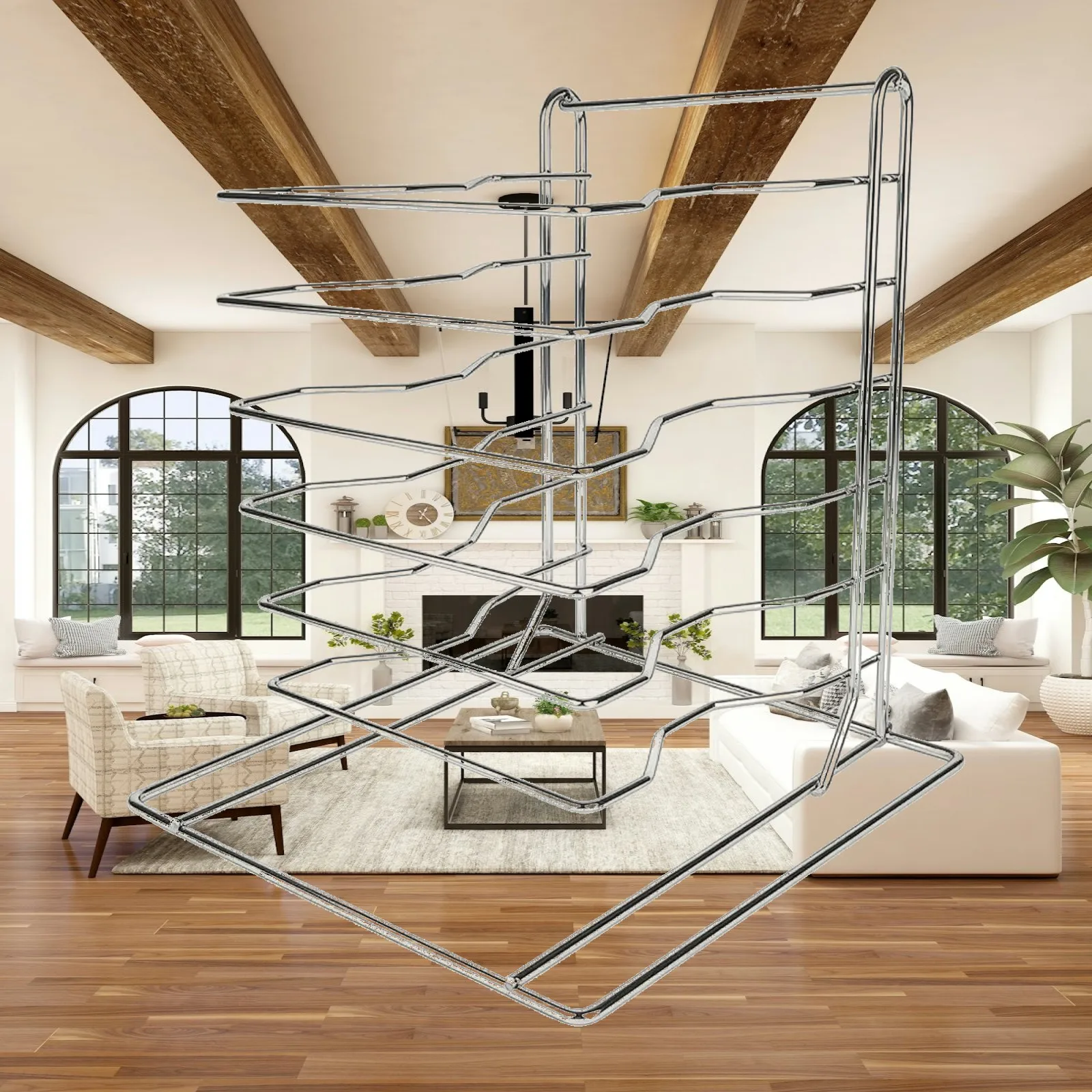Carbon Steel Pizza Tray Storage Rack Countertop Chrome Wire Holder for Organizing Pizza Mesh Oven Kit and Bakeware Pans