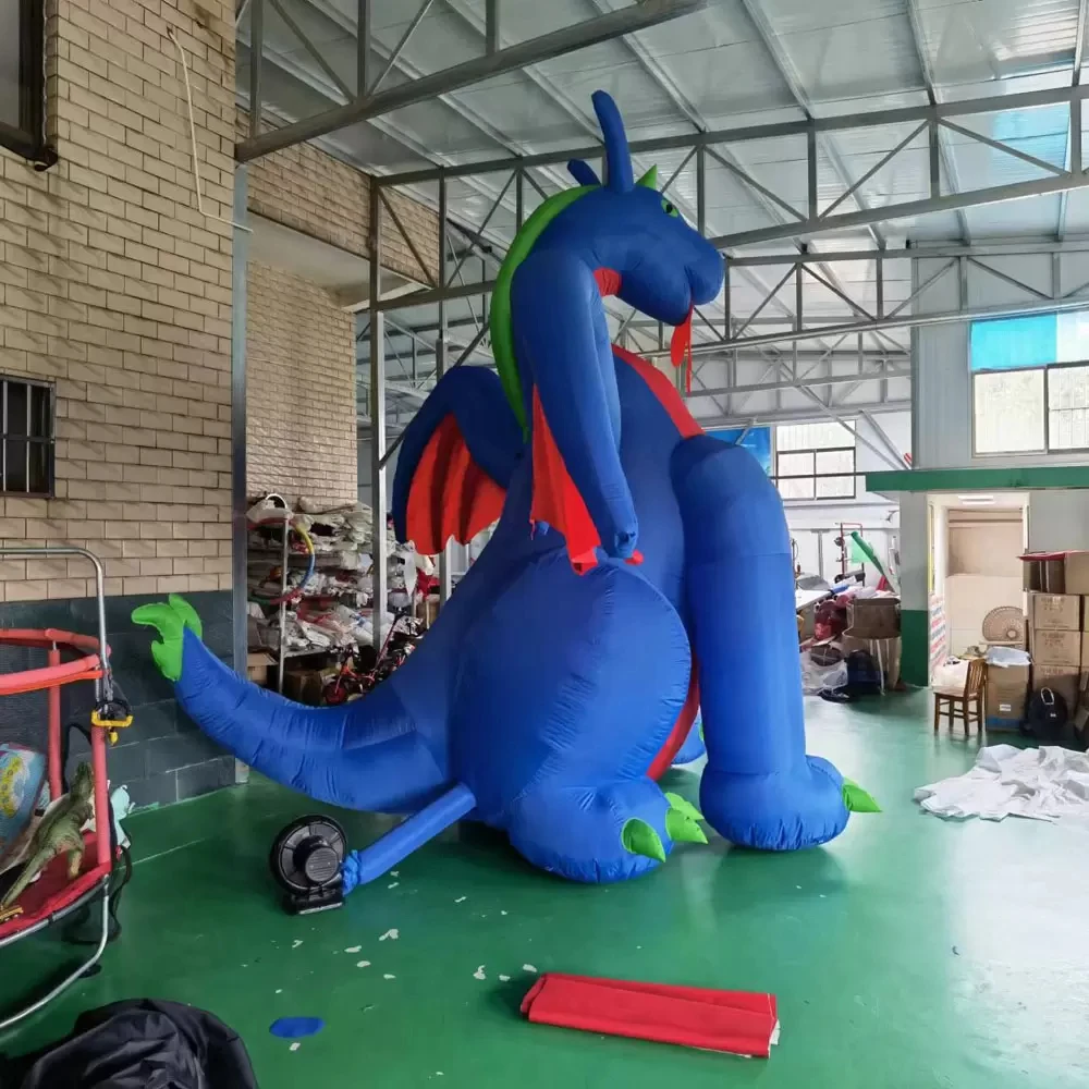 Giant Gemmy Airblown Inflatable Fire Dragon With Wings Breathing Dragon Hot Chocolate Christmas For Sale