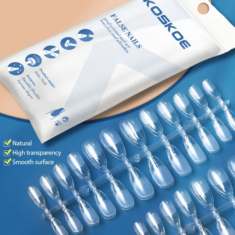 Fake Nail Tips Press on False Nail Full Cover Coffin Semi-Frosted Nail Capsule Salon Tip Accessories Tool