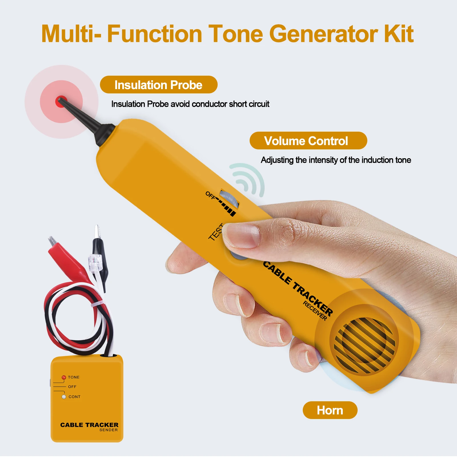 Xin Tester Wire Toner Cable Tracer, Tone Generator and Probe Kit High Accuracy Network Cable Jack Testers Ethernet Circuit Trace