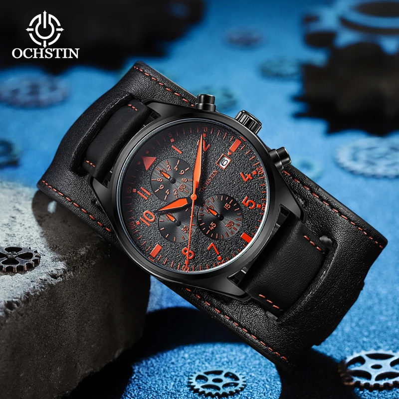 OCHSTI New Comfortabl Leisure and Multi functional Quartz Movement Waterproof Craftsmanship Series Wirstwatch Men\'s Quartz Watch