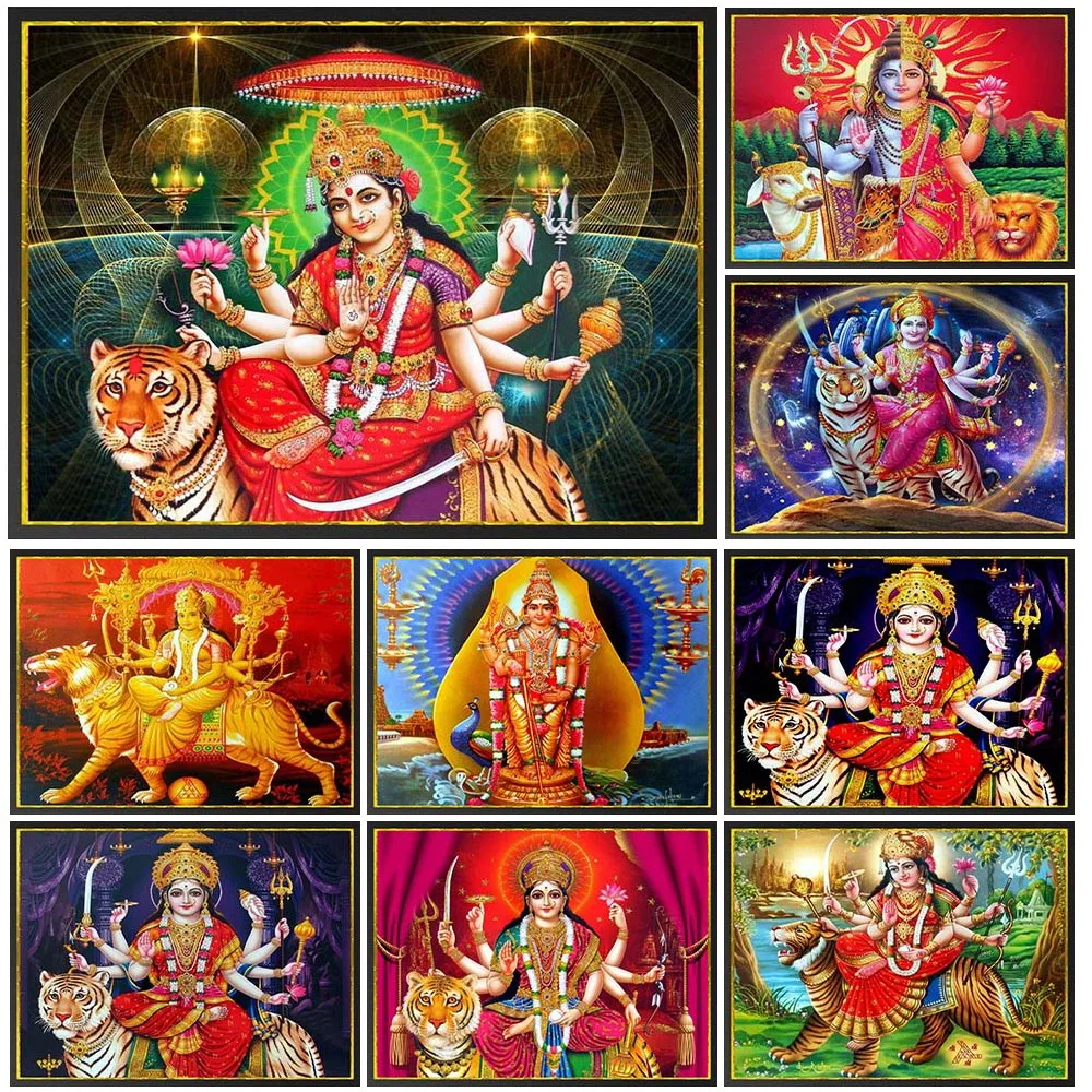 Hinduism Goddess Durga Religion Parvati Prints Wall Pictures For Living Room Decor Poster Wall Art Canvas Painting Unframed