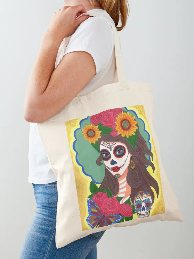 Sugar Skull Girl Tote Bag Eco bag shoping bag tote woman foldable reusable