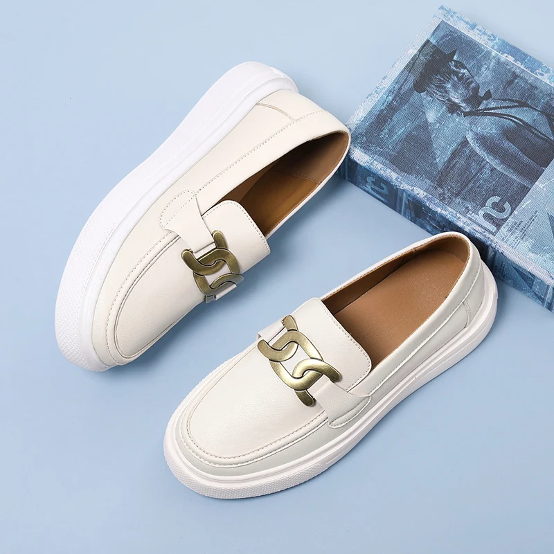 Hot White Leather Casual Shoes Men Luxury Women's Moccasins Leather Loafers For Men Oxford Elegant Slip-on Men's Shoes Driving