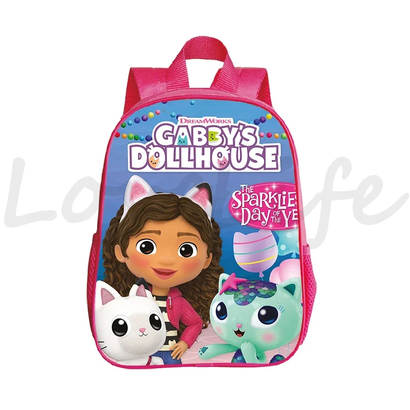 Rosa Gaby's Puppenhaus Rucksäcke Kinder Mädchen Schult aschen 12 Zoll Bücher tasche Kinder 3D Anime Cartoon Rucksack Mujer Geschenke Mochila