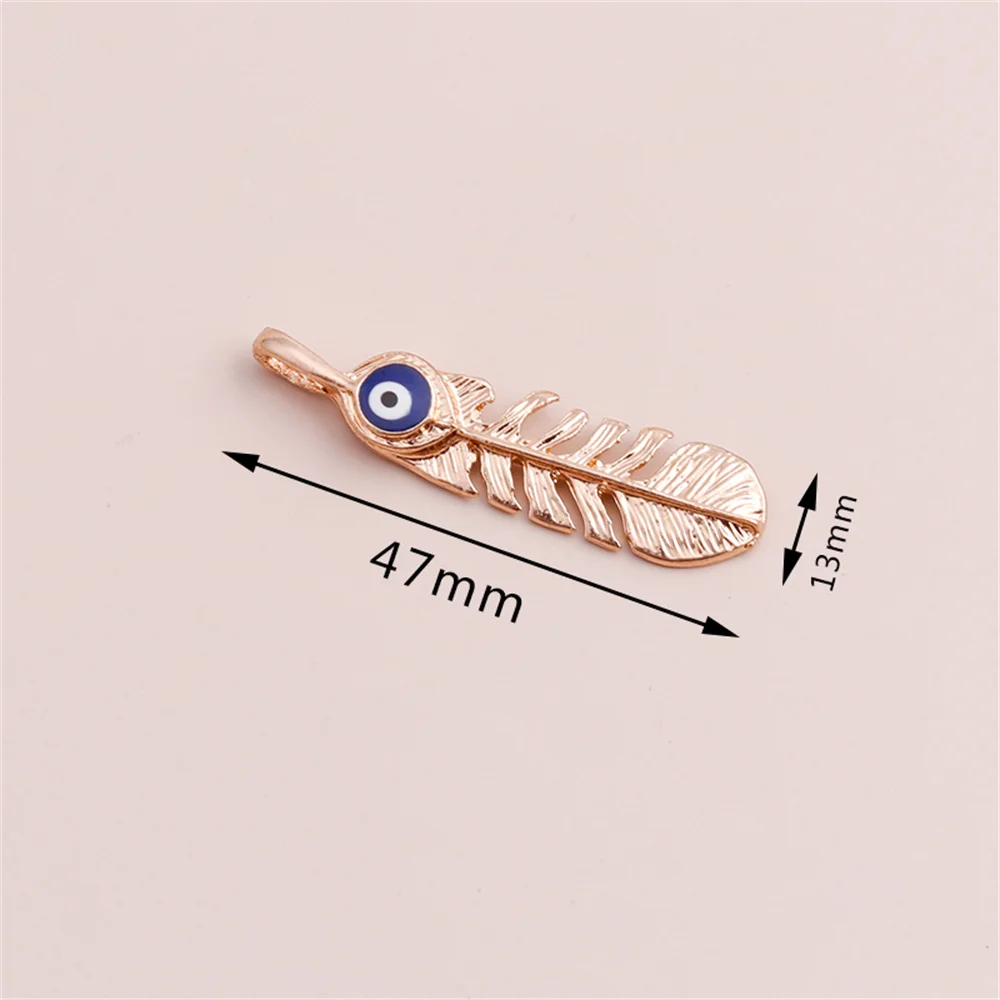 Leslie 5 Stück 13*47mm Charms Punk Große Blaue Augen Feder Anhänger für Ohrringe Halskette Handgemachter DIY Schmuck Zubehör – Detail 1