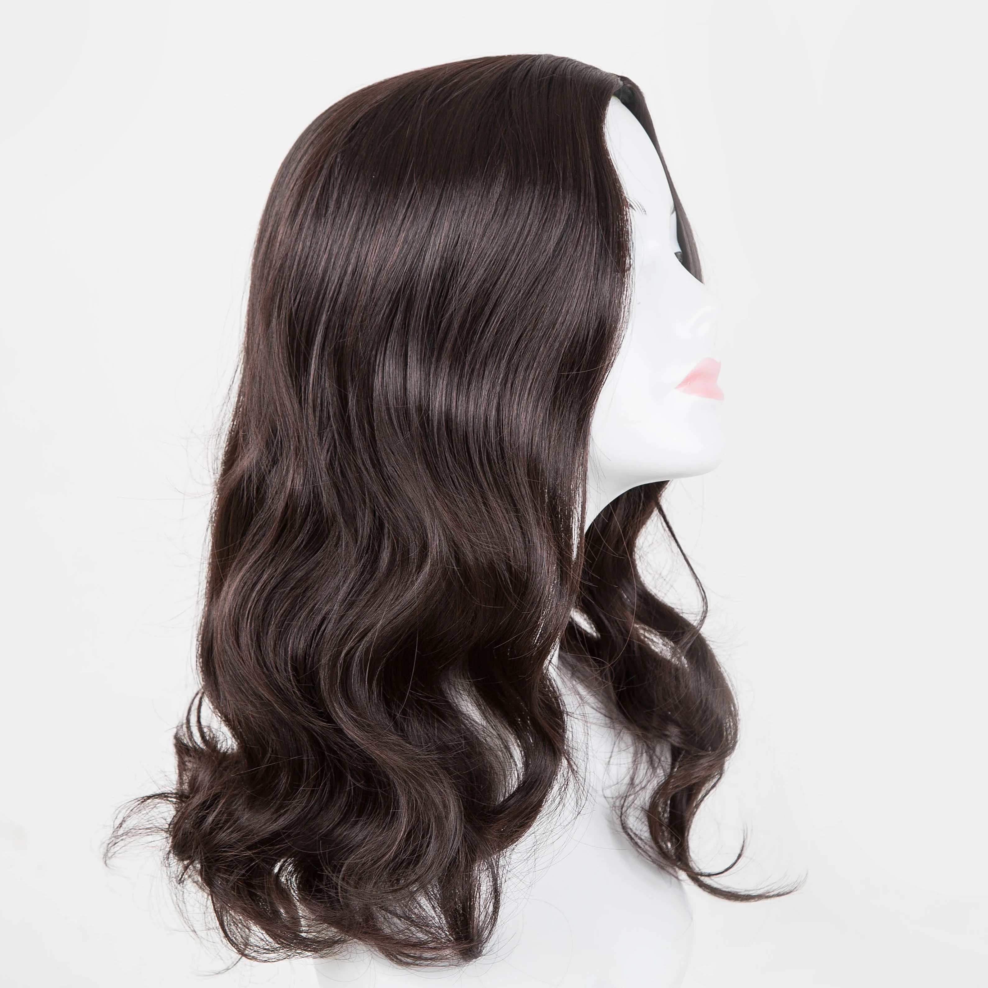 Cosplay Wig Fei-Show Synthetic Heat Resistant Medium Curly Middle line Women Black Hair Costume Halloween Carnival Hairpiece