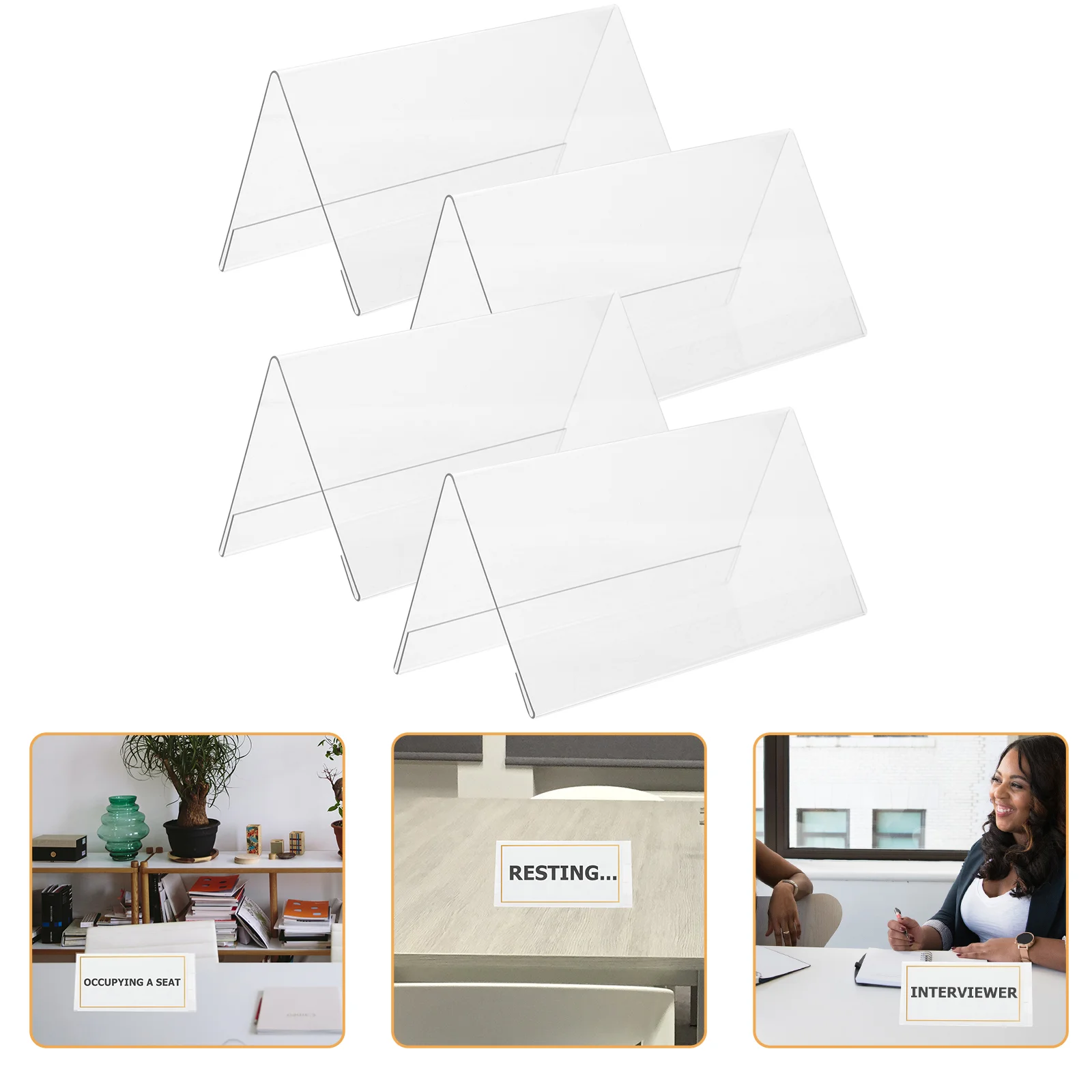 5 Pcs Clear Display Stand Signs Conference Board Acrylic Seating Blank Table Desk Shoe Rack Name Plate Office