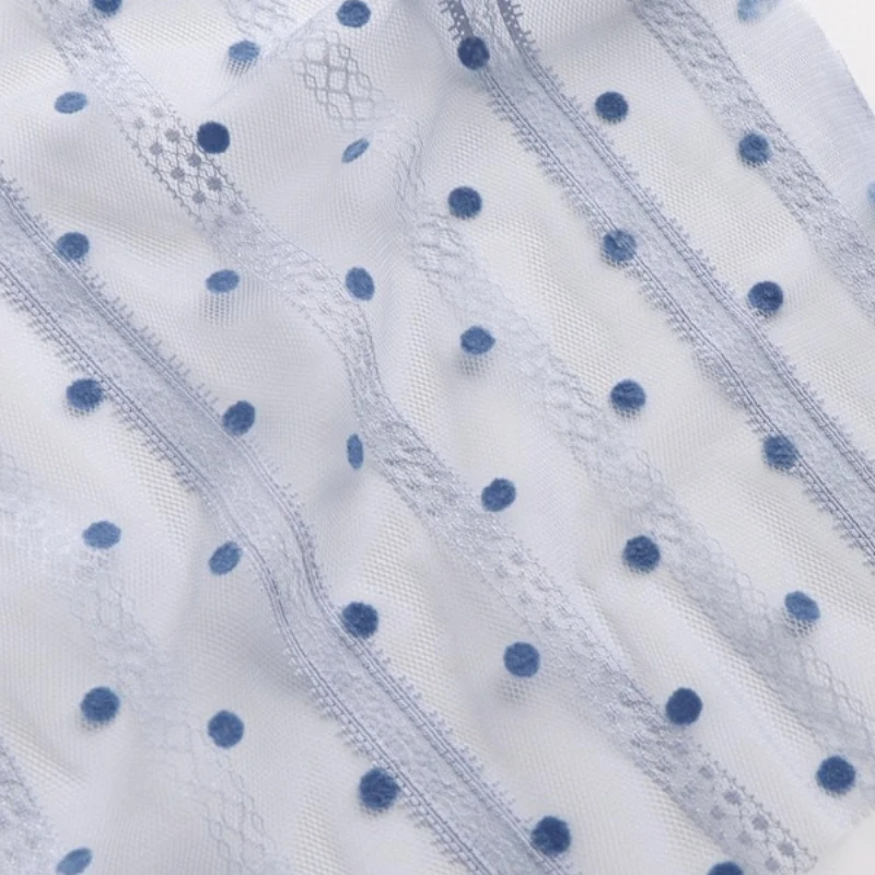 

Трехмерная полосатая бархатная кружевная ткань в горошек, синее платье, полуюбка, свадебное платье, детская одежда, легкая ткань