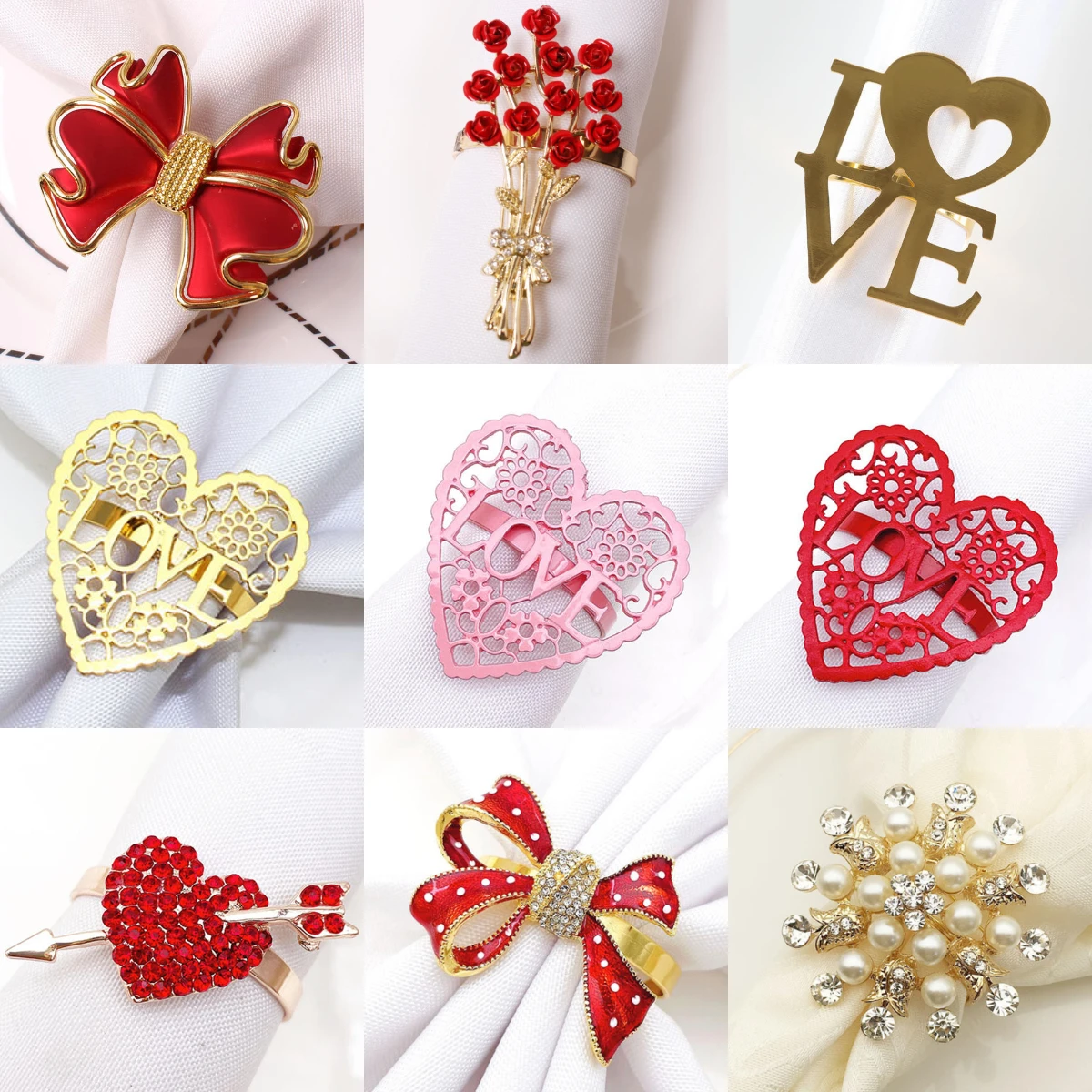 1pc Valentine's Day Napkin Flower Ring Buckle Folding Cloth Ring Table Decoration Accessories Tool Party Decoration