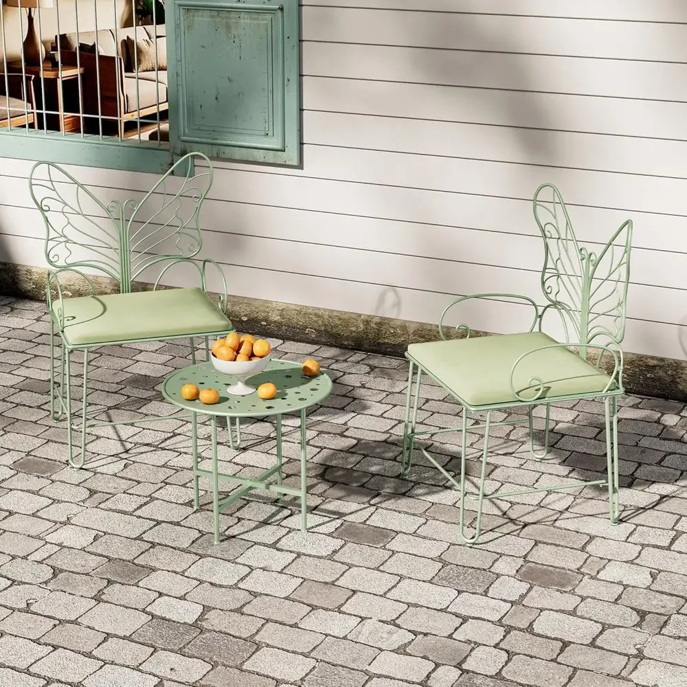 Sage Green Patio Bistro Set with Coffee Table and Cushions for Outdoor Spaces view 6
