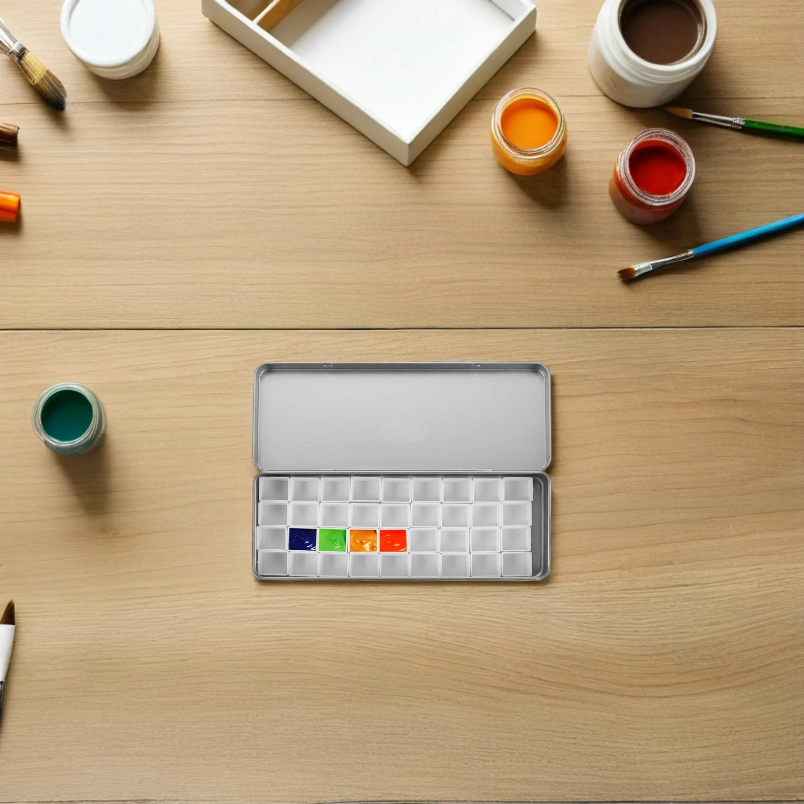 

36-Well Portable Watercolor Palette Empty Compact Travel Paint Organizer Box For Outdoor Sketching, 36 Grid Pigment Tray With