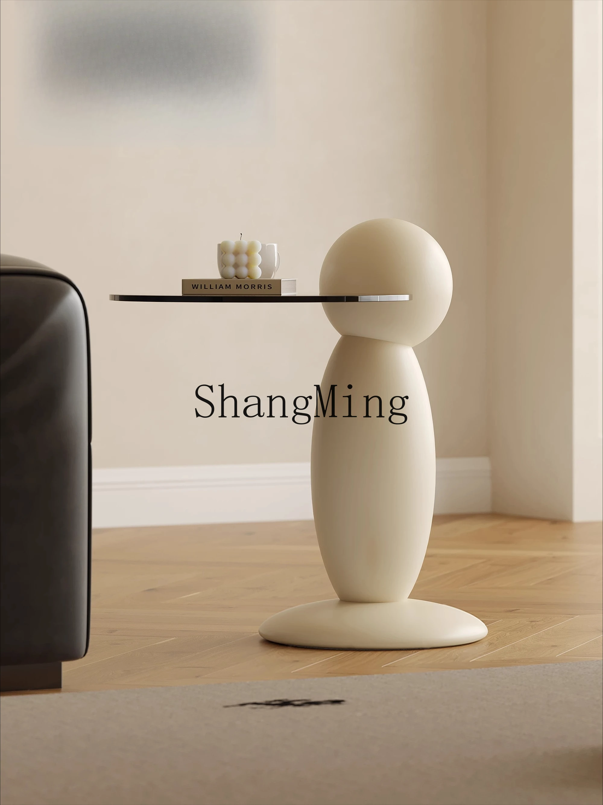 

CL Modern Minimalist Light Luxury High-End Minimalist Art Glass Cream Style Narrow Irregular Living Room Corner Table