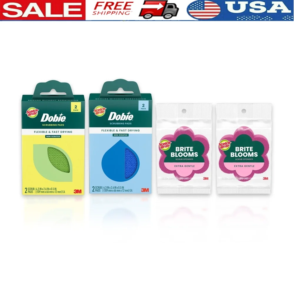 

Набор нежных губок для чистки, 2 очень нежных губки в форме цветка, 4 подушечки для удаления царапин, кухонные чистящие средства, прочные многоразовые