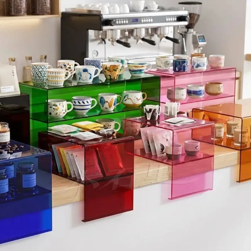 Acrylic L-Shaped Display Stand Cafe Desktop Bar Counter Shelf Window Decor Internet-famous Island Cabinet Tatami Small Tables