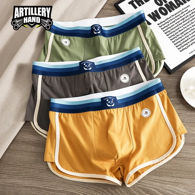 Men's Solid Color Underpants Loose Boxer Shorts Breathable Cotton Panties Trend Young Softness four Corner Sports Boxershorts