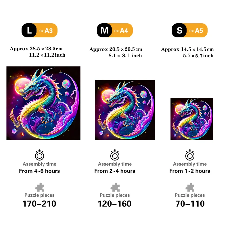 الملونة التنين تشبه لغز خشبي ، لعبة للجنسين ، الإجهاد تخفيف ، ديكور المنزل ، عيد الميلاد ، هدية عيد ميلاد ، لعبة الأسرة #2