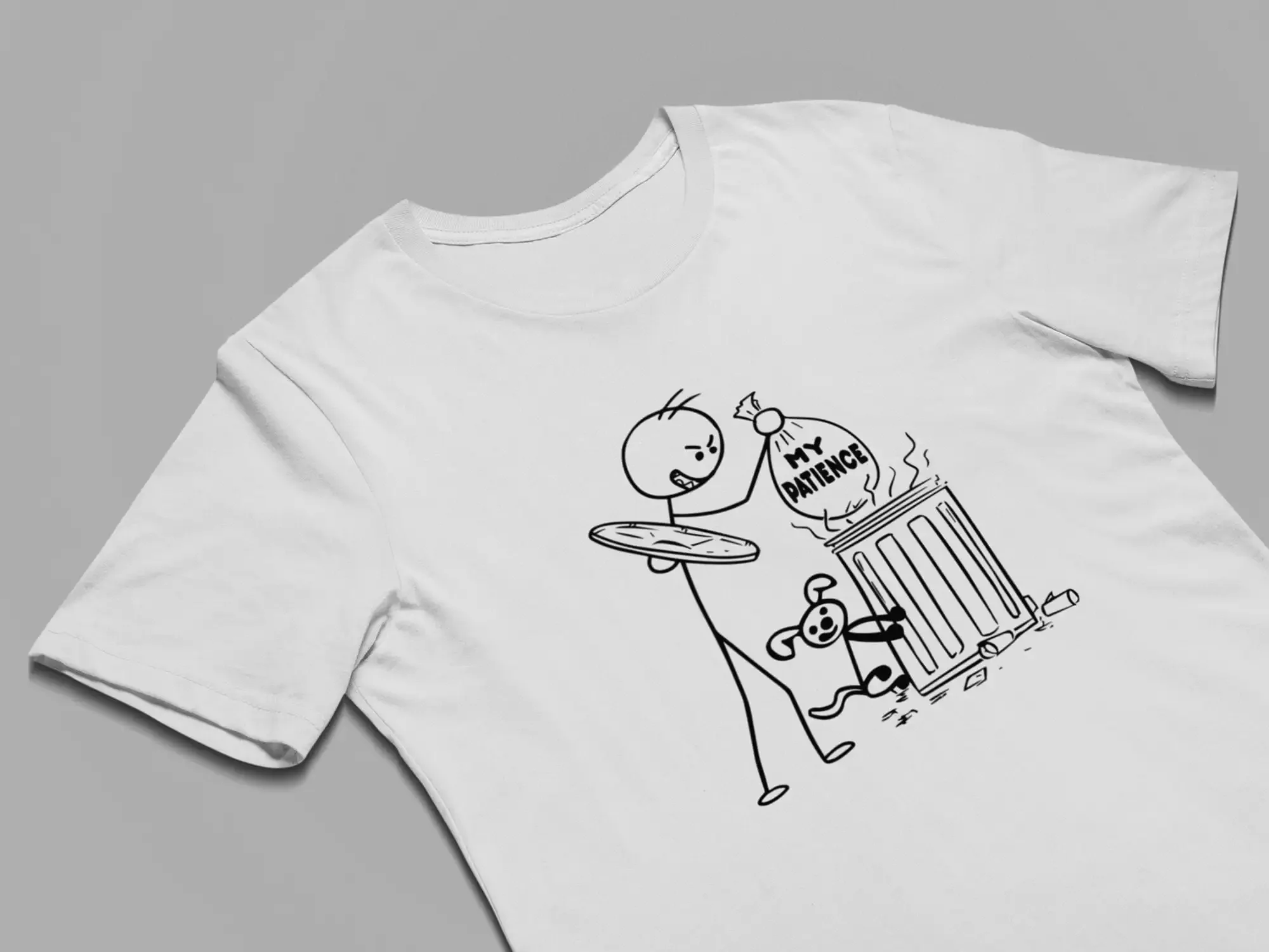 Stick Figure Patience T-Shirt für Herren, lustige Grafik-T-Shirts für Vintage-Herren-Retro-Geschenke