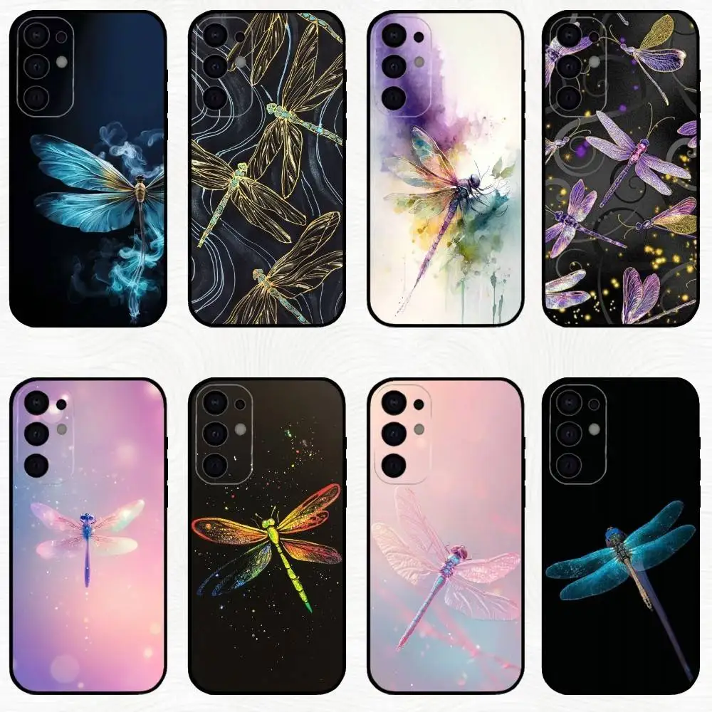 

Animal Art Dragonfly Phone Case For Samsung S25,S24,S23,S22,S21,S20,Plus,Fe,Lite,Others Black Cover