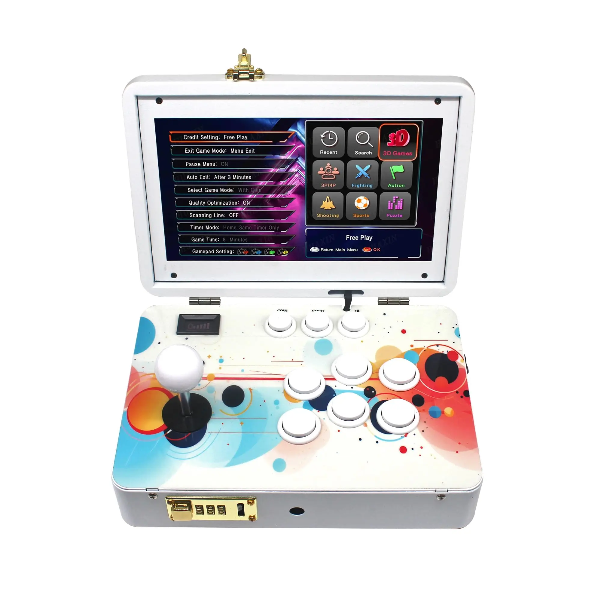 Arcade Game Console, 9800 Games, 10.1-inch HD Screen, Dual Players, 32GB Storage, Retro Video Game Machine