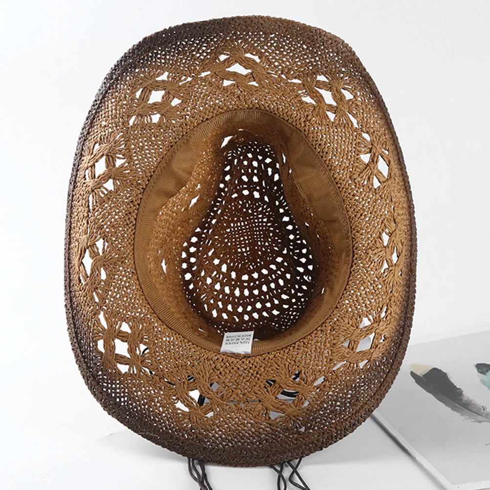 

Cowboy Straw Hat Western Style Summer Sunshade Lightweight Soft Braid Hat Travel Photography Party Hats Party Pack
