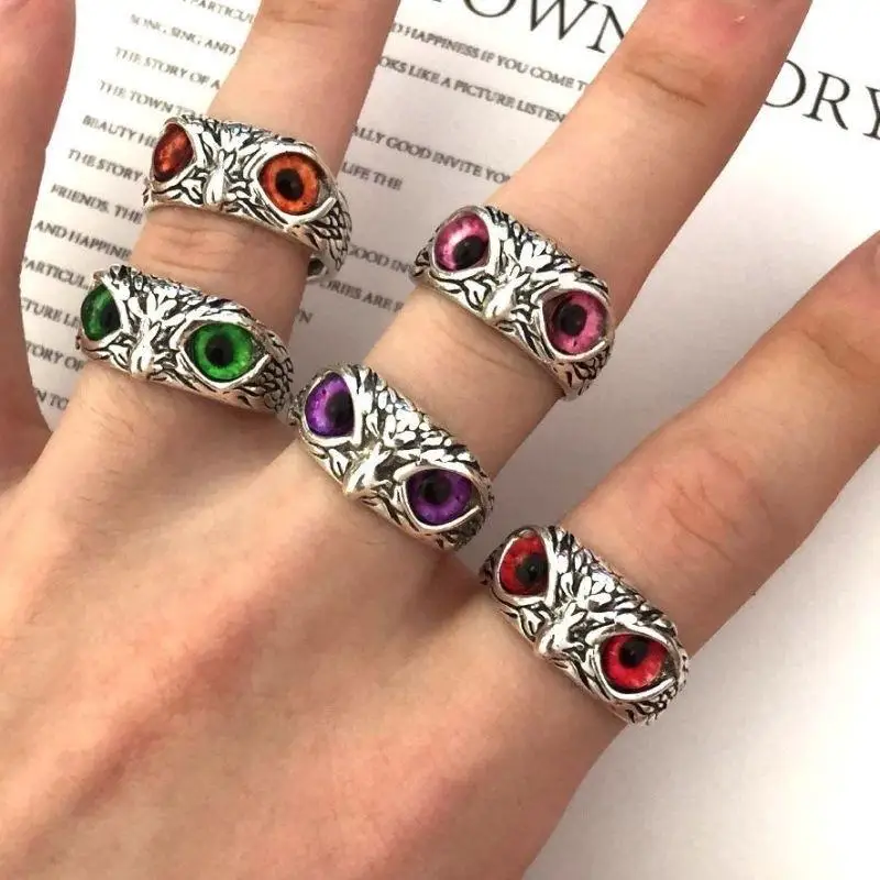 Fancy Gothic Vintage Owl Carved Ring Adjustable Rare Animal Fashion Jewelry for Youth Personalized Gift