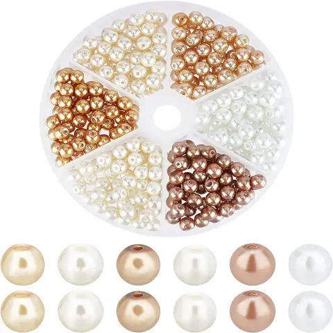 300 pezzi di perle finte bianche gialle dorate decorazioni perle rotonde 6 stili mix di fili di perline per abiti da sposa creazione di gioielli fai da te