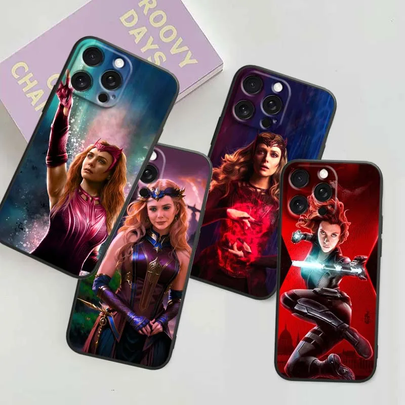 

Marvel Wanda Comics Phone Case For Apple iPhone 17 16 16E 15 14 13 12 11 Pro Max Plus Air Black Soft Silicone Cover
