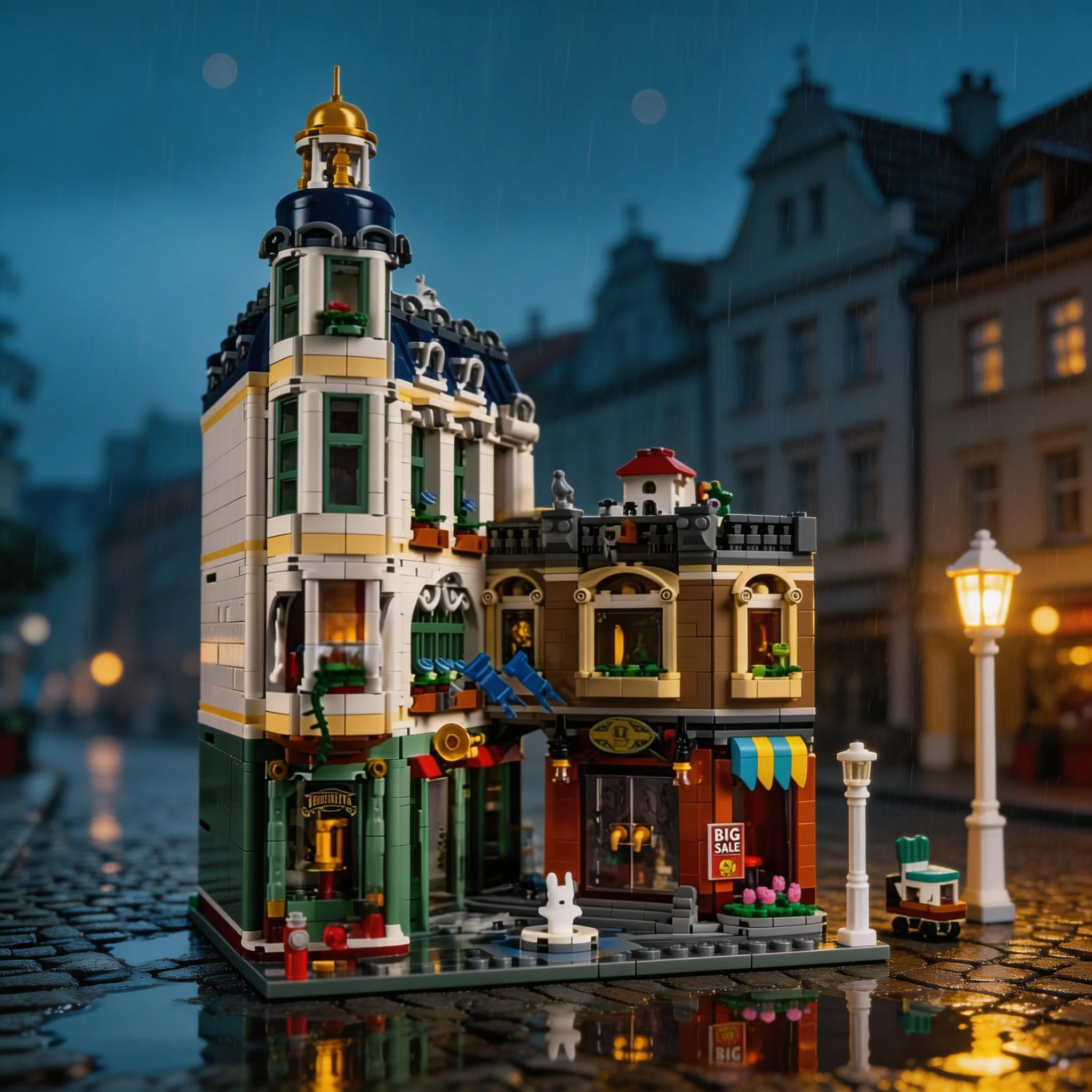 

2026 new popular toys modular building European shopping street block city brick model deco male and female adult holiday gifts