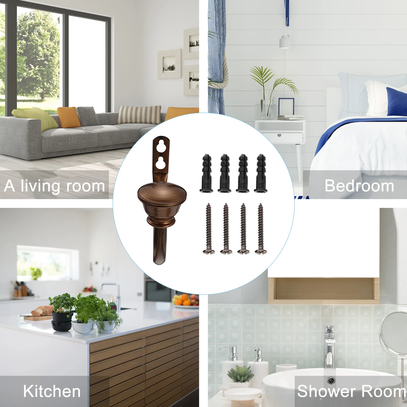 

2Pcs Wall Mounted Curtain Hooks U-Shape Holdbacks for Coats Towels Bags Keys Jewelry Cooking Ware Hanging Solution