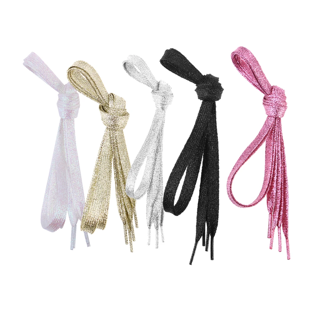 

5pcs Colored Shoelaces Flat Glitter Shiny 110cm Women Sneakers Trainers Fashion Accessories Shoe Laces Multicolor