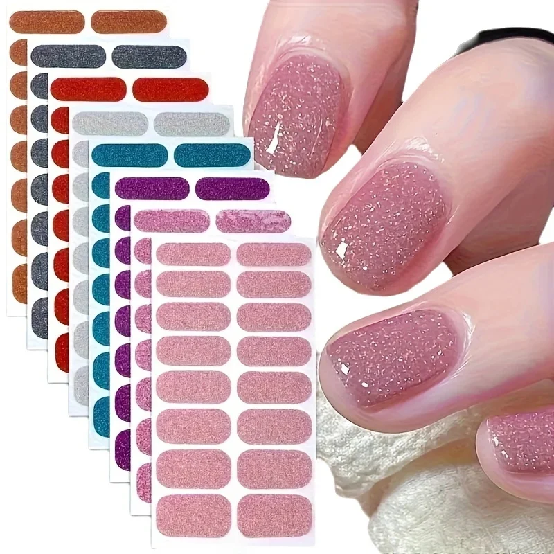 

12PCS Cute Kawaii Nail Art Stickers - Pre-Cut Self-Adhesive Waterproof Glitter Nail Decals for Girls, Salon Quality False Nails
