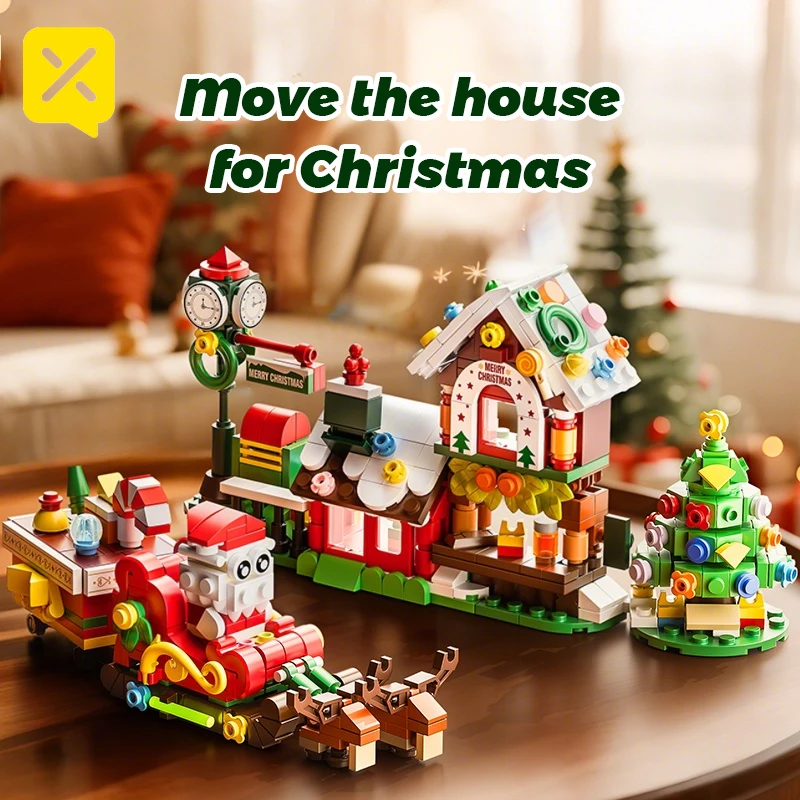 Toylinx 690 قطعة مكعبات بناء عيد الميلاد منزل سانتا كلوز شجرة عيد الميلاد لتقوم بها بنفسك نموذج معماري هدية للبنين والبنات جديد #3