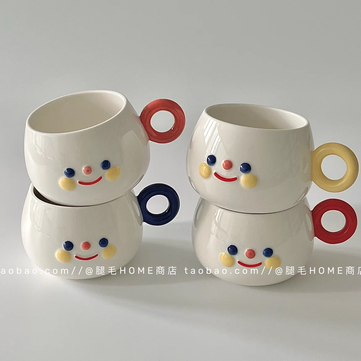 Rainbow Smiling Face Ceramic Mug Home Breakfast Cup Coffee Milk Mug High value Couple Water Cup Cute Drinking Cup